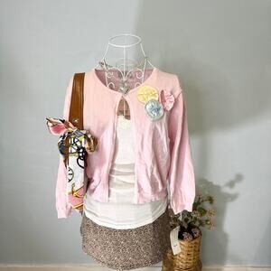 NWT Gorgeous vintage y2k baby pink floral ribbon cardigan